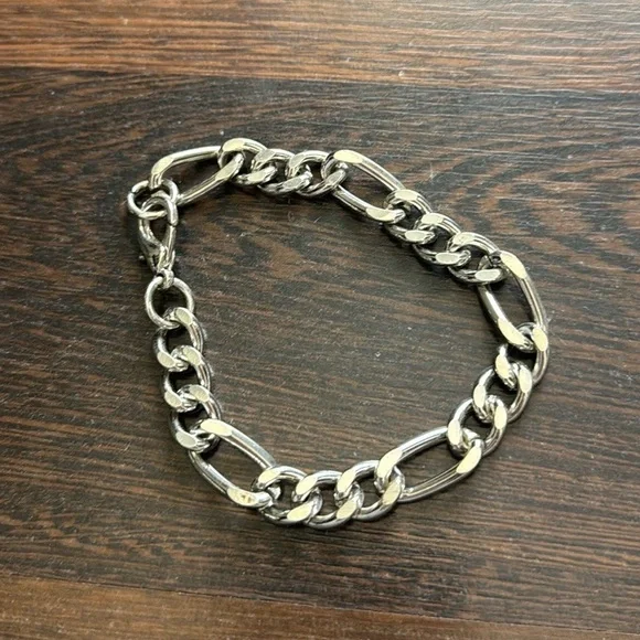 Figaro Link Chain Bracelet Silver - Picture 1 of 2